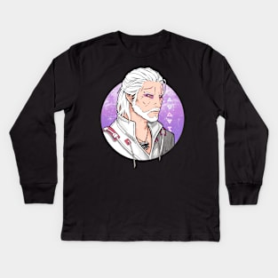 Witcher Geralt - Lilac Moon Kids Long Sleeve T-Shirt